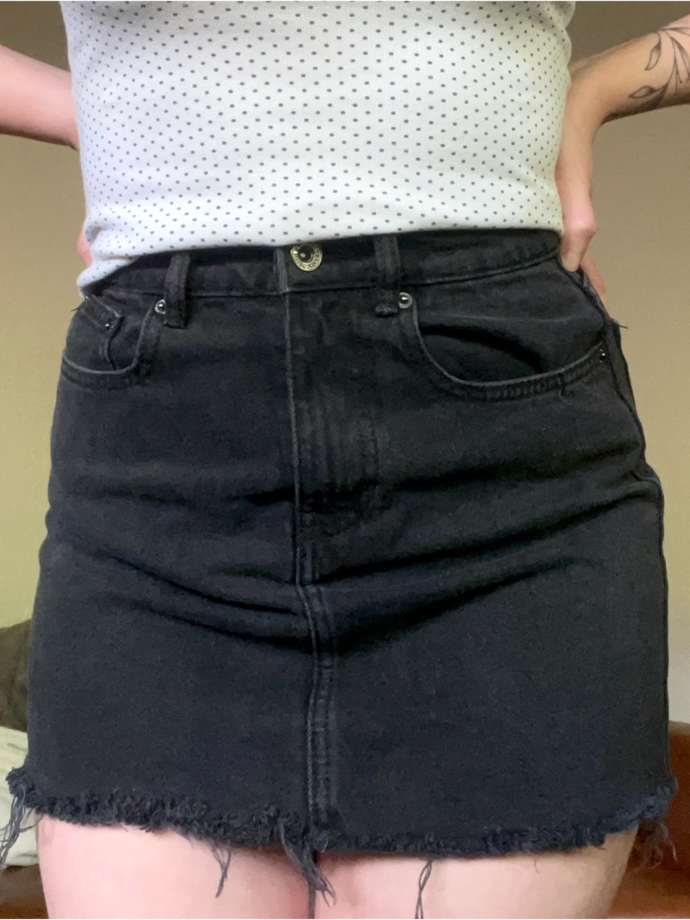 Zara Black Denim High Rise Mini Skirt - Picture 2 of 6